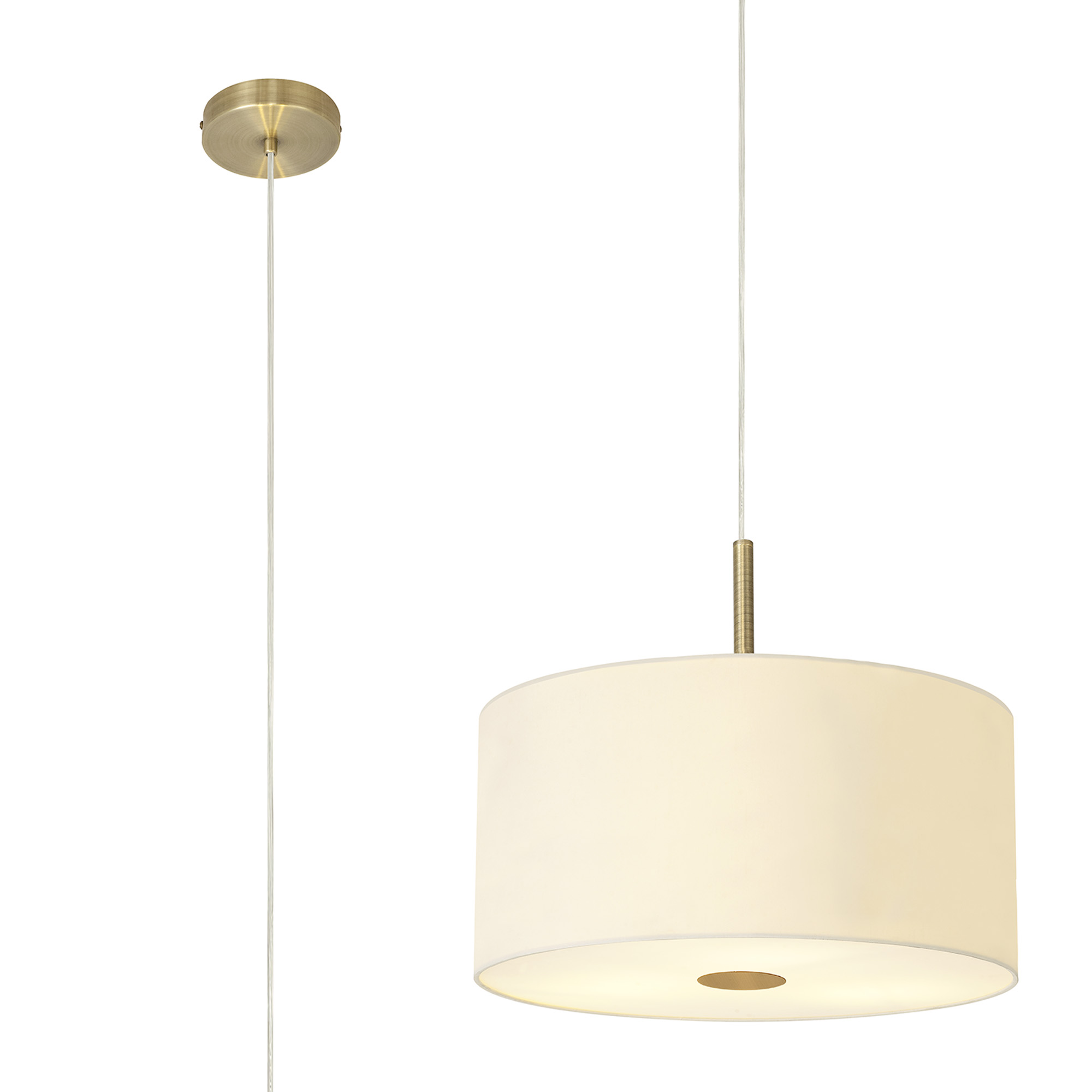 DK0511  Baymont 40cm 5 Light Pendant Antique Brass, Ivory Pearl/White, Frosted Diffuser